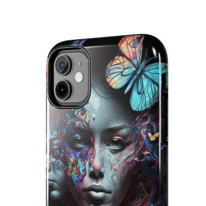 Synthwave Butterfly Girl Trippy Fantasy Art iPhone Case | Embrace the Futuristic Vibe with Whimsical Artistry