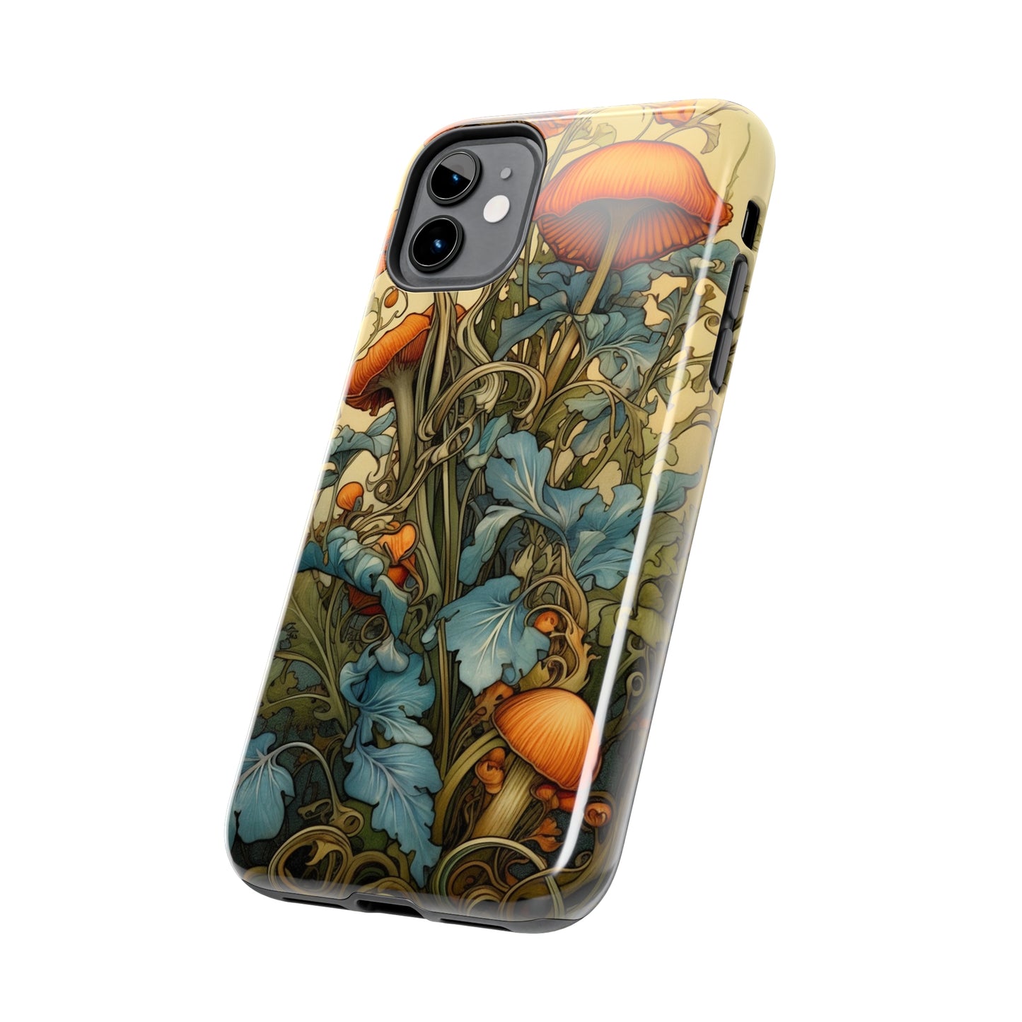 Vintage Mushroom iPhone Case Floral Aesthetic Art Nouveau Retro Phone Tough Case iPhone 14 Plus 13 12 7 8 SE Hippie Boho Style