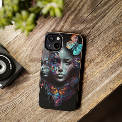 Synthwave Butterfly Girl Trippy Fantasy Art iPhone Case | Embrace the Futuristic Vibe with Whimsical Artistry