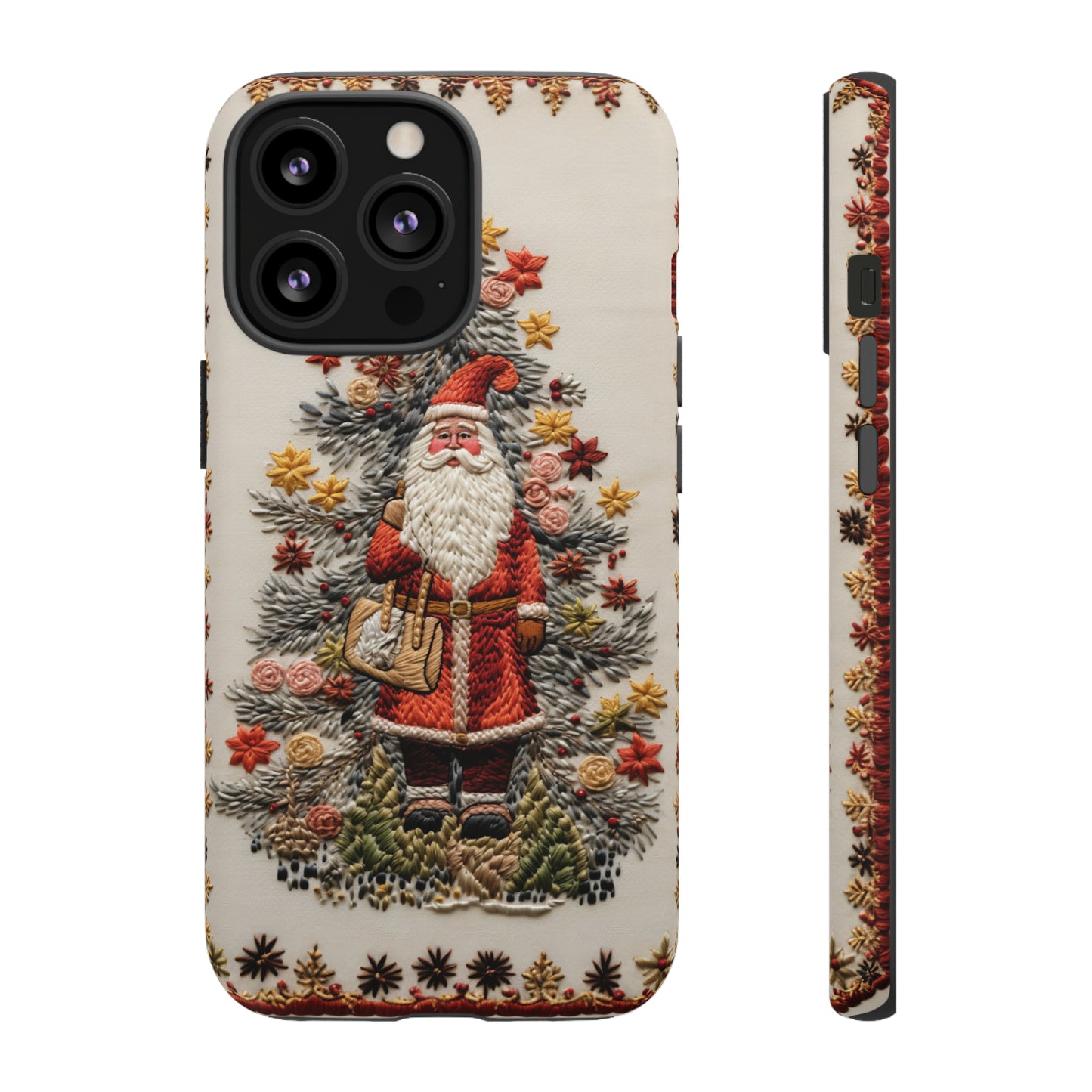 Vintage Embroidery Christmas Santa Phone Case