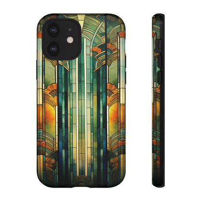 Art Deco Stained Glass floral Phone Case for iPhone 15, 14, Pro Max, 13, 12 & Samsung Galaxy S23, S22, S21, Google Pixel