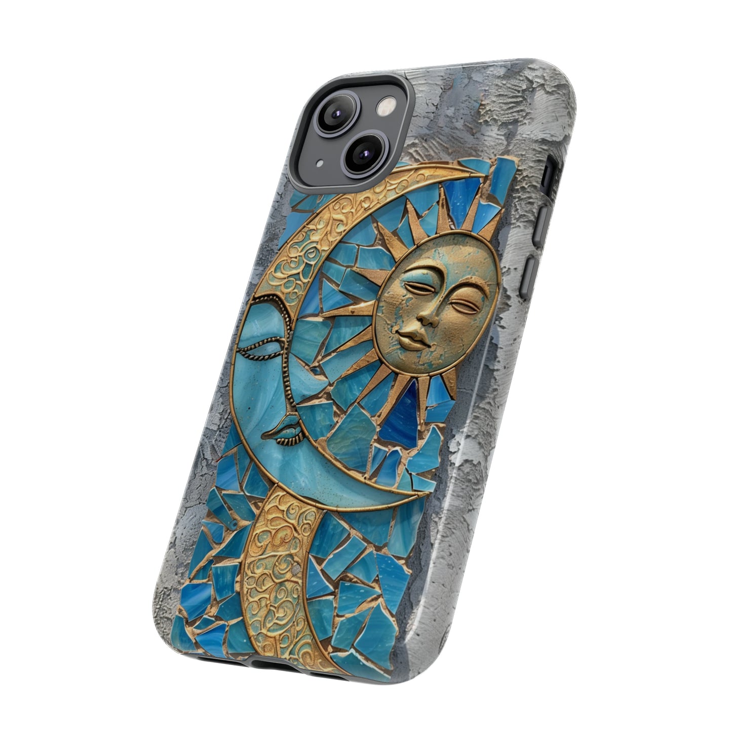 Boho Sun and Moon Mosaic Tile Stained Glass Phone Case