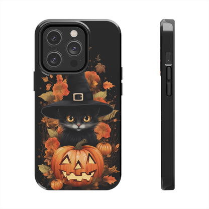 Trick or Treat Delight: Adorable Witch Cat Halloween Celebration | Whimsical iPhone Case