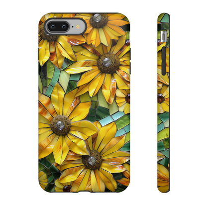 Yellow and Gold Daisy Mosaic Stained Glass Phone Case for iPhone 15, 14, Pro Max, 13, 12 & Samsung Galaxy S23, S22, S21, Google Pixel