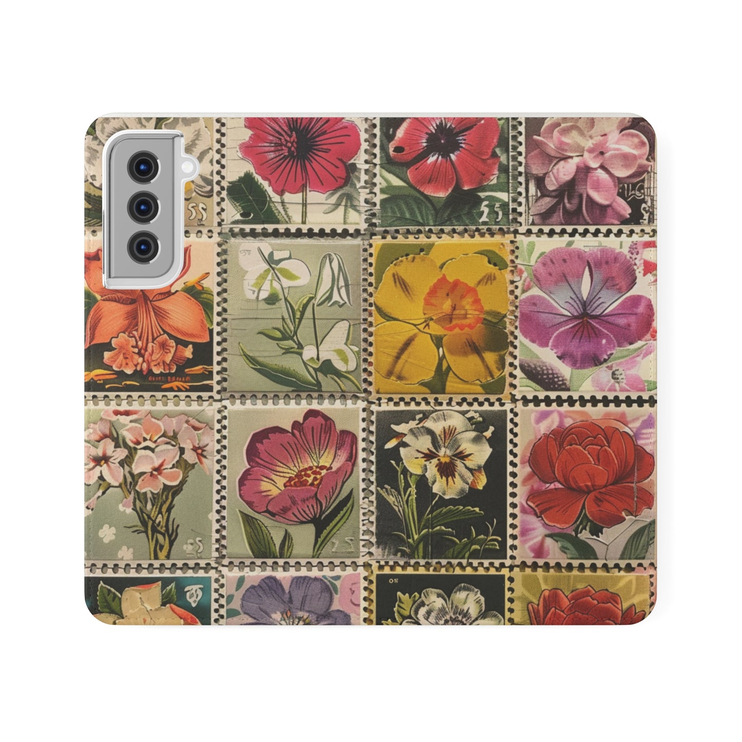 Vintage Floral Stamp Collection Flip Case