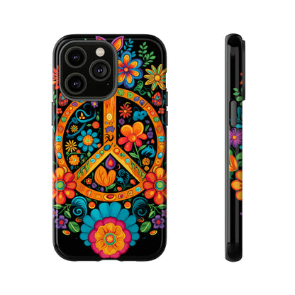 Peace Sign Embroidery Floral Hippie Style Phone Case