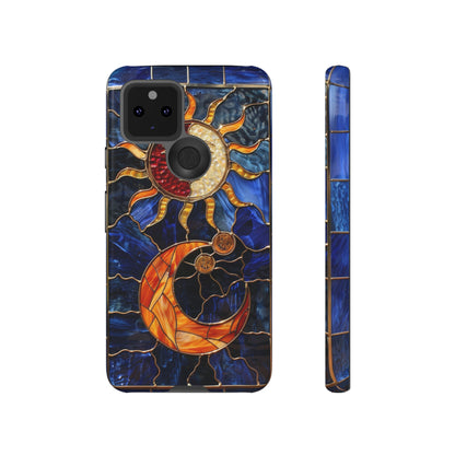 Celestial Stained Glass Moon and Stars iPhone 15 Case