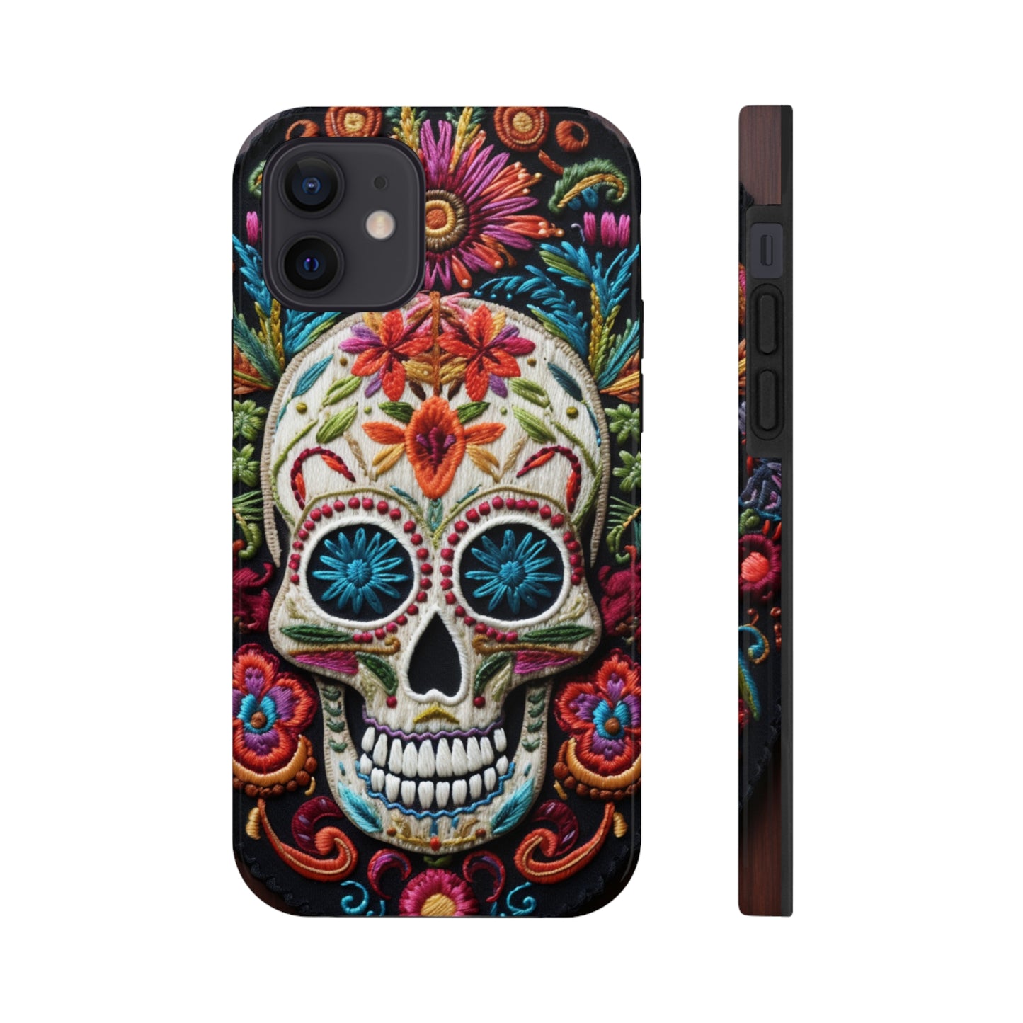 Embroidery Style Skulls Goth Dark Academia Tough Case iPhone Case