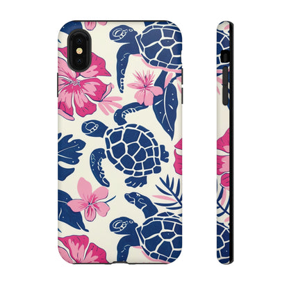 Undersea Floral Blue Sea Turtle Phone Case