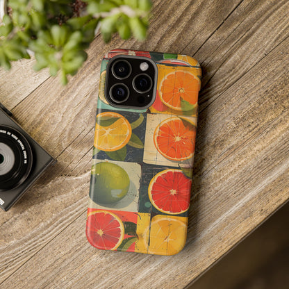 Italian Tile Citrus Fruit Abstract Floral Summer Style MagSafe Phone Case