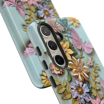 Pastel Pink Butterflies and Flowers iPhone Case