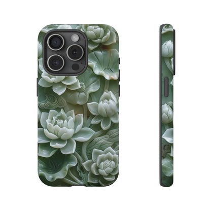 Green Jade Lotus Floral Art Phone Case