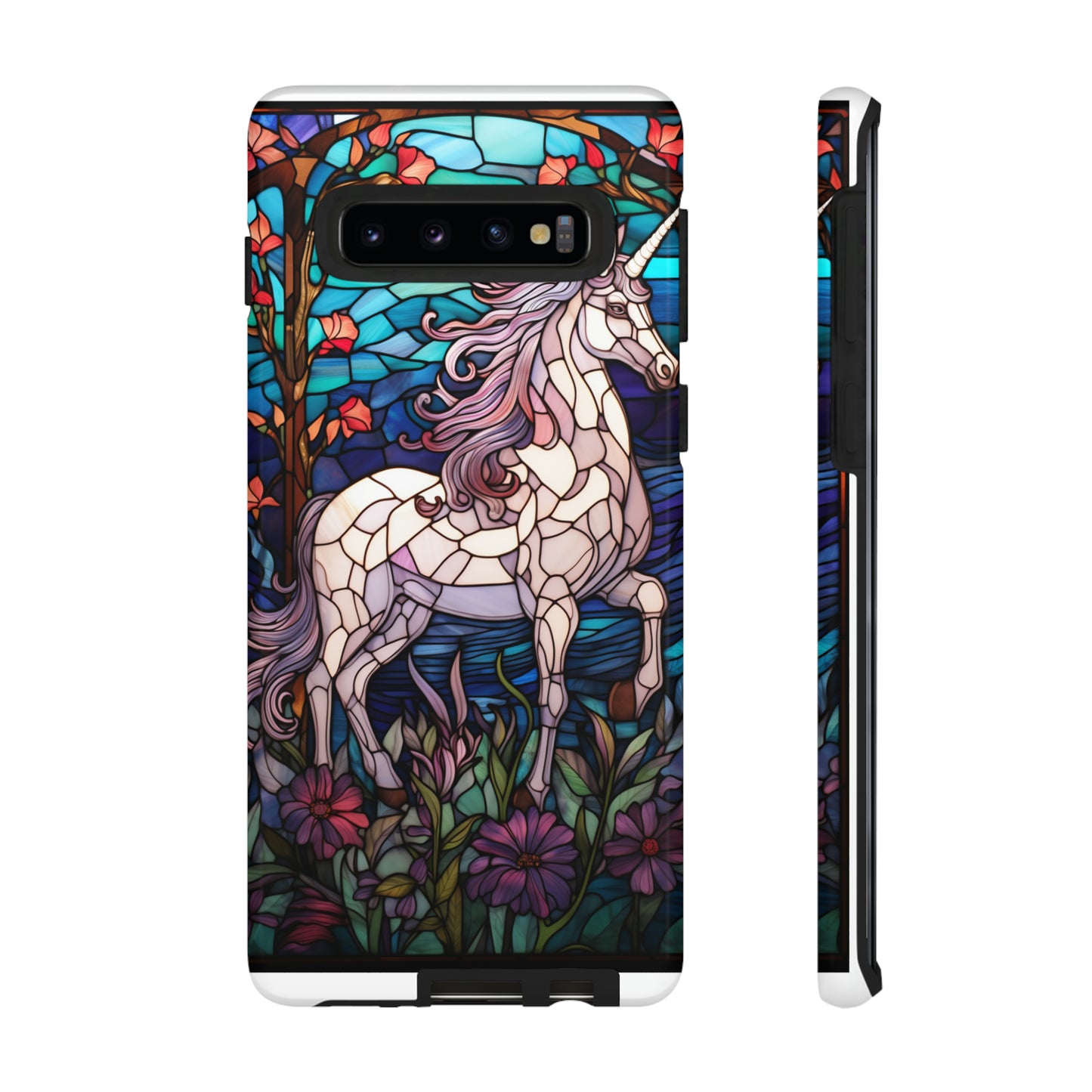 Unicorn Stained Glass iPhone, iPhone Case Retro Samsung Galaxy Phone Tough Case iPhone 15 14 Plus 13 12 7 8 Se Hippie Boho Style