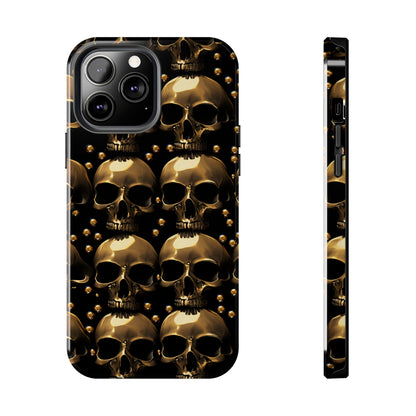 iPhone Case Golden Enigma: Where Goth Meets Glamour | Gold Skulls iPhone Tough Case