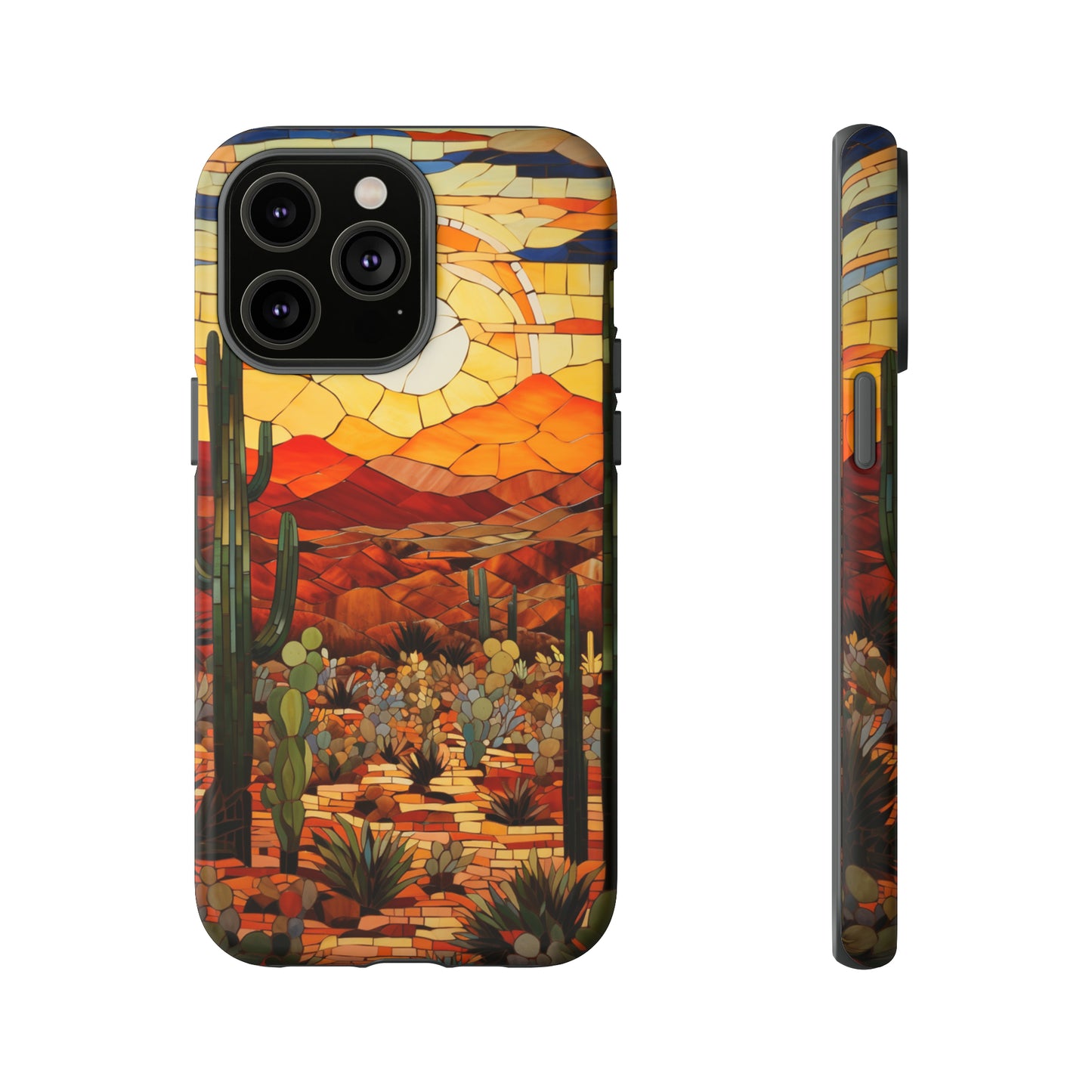 Desert Sunset Cactus Mosaic Tile