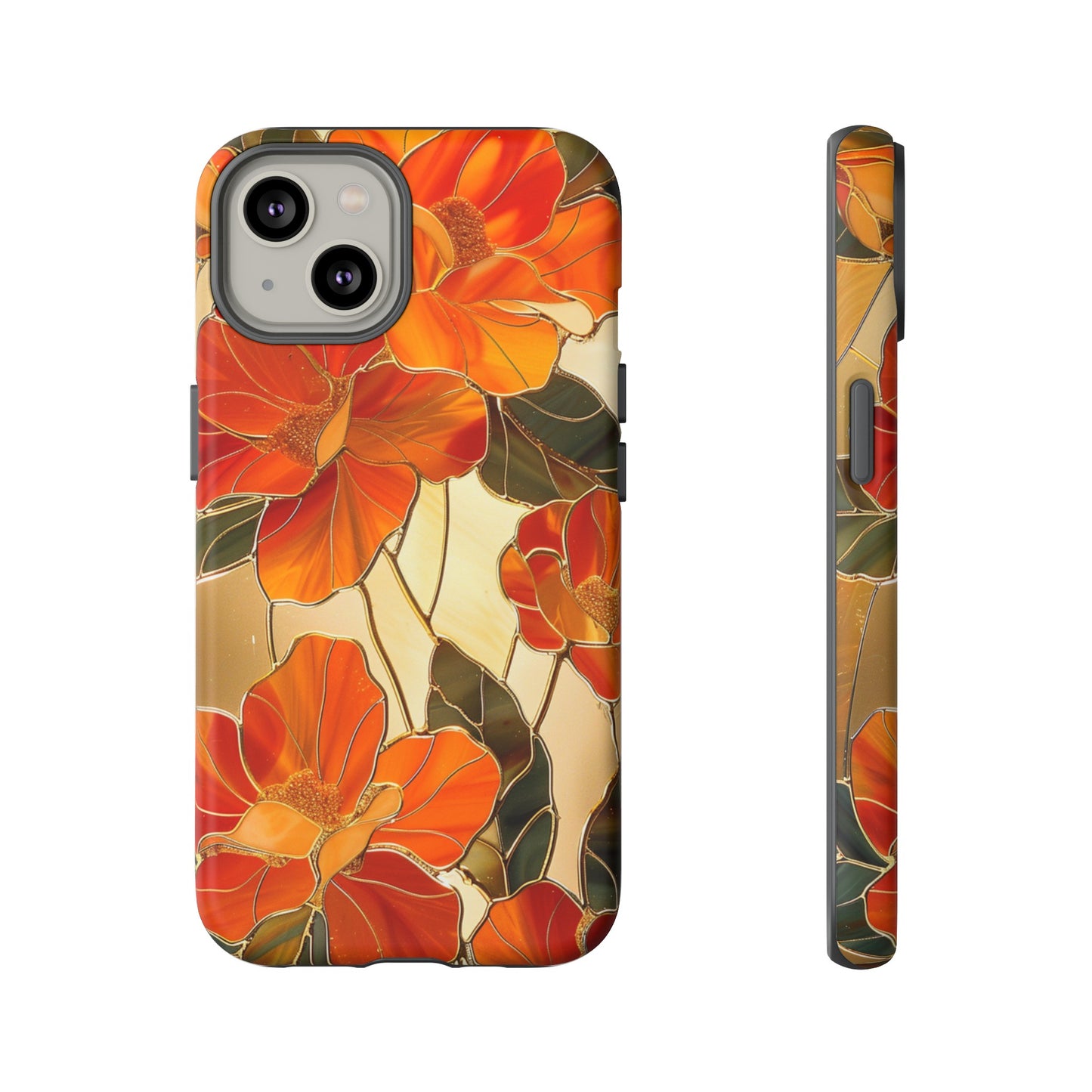 Orange Floral Phone Case Stained Glass Flower Aesthetic