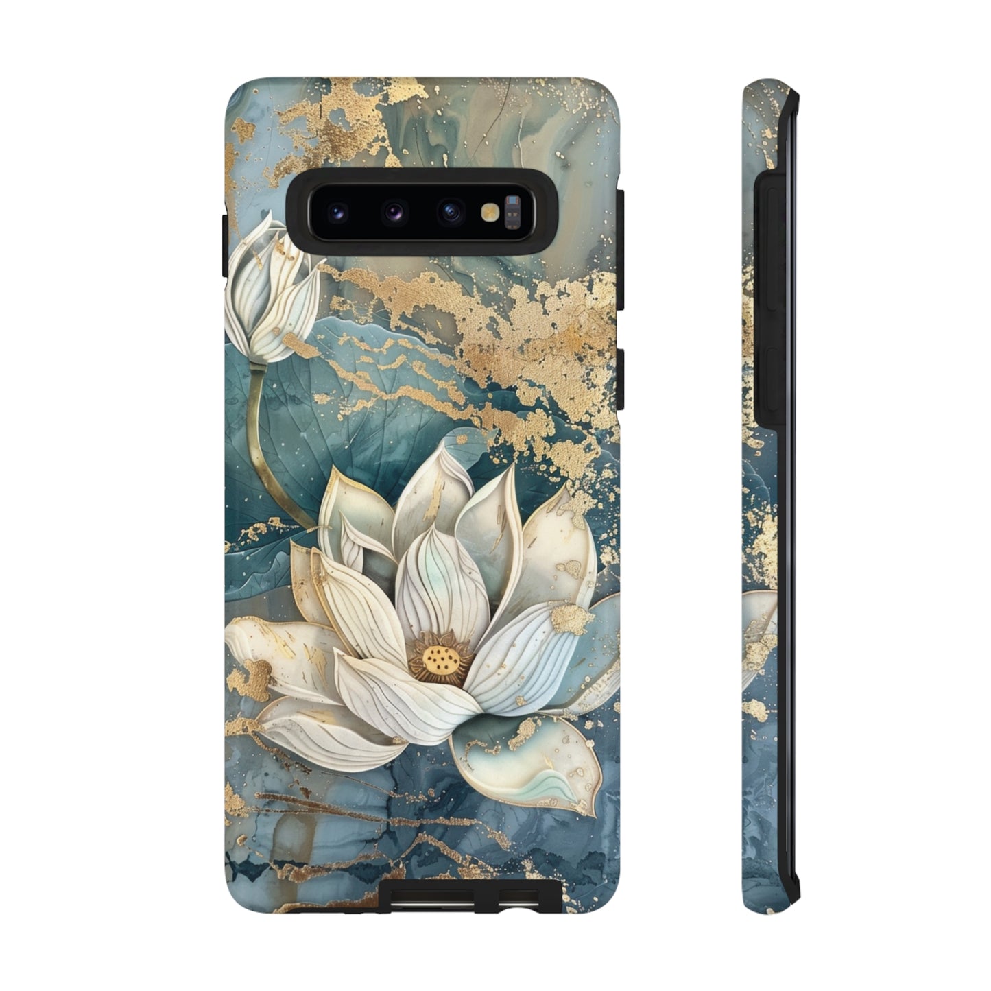 Zen Stained Glass Marble Lotus Floral Design Phone Case