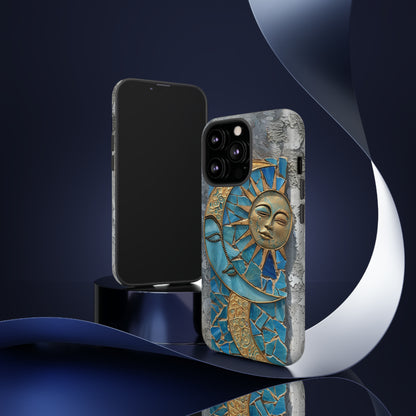 Boho Sun and Moon Mosaic Tile Stained Glass Phone Case