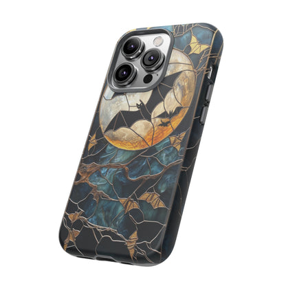 Halloween Phone Case Bats Stained Glass Style Spooky Moon Phone Cover