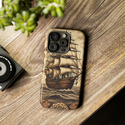 Vintage Tattoo Style Pirate Ship Phone Case