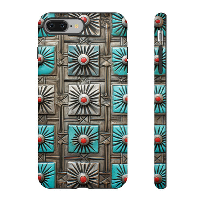 Vintage Navajo Native American Turquoise Concho Phone Case for iPhone 15, 14, 13, 12, 11 Pro Max, 14 Plus, iPhone XS Max, iPhone XR, iPhone 7, 8, 14, 15 Plus, SE