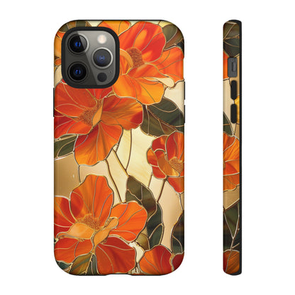 Orange Floral Phone Case Stained Glass Flower Aesthetic