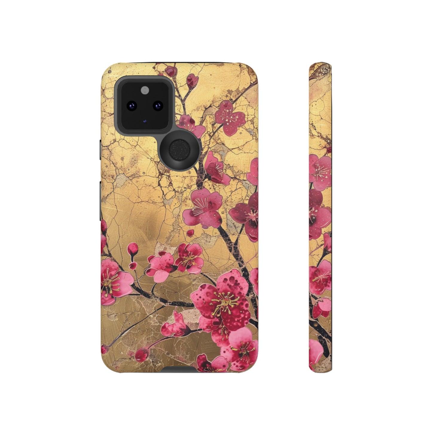 Pink Forget Me Nots Gold Floral Phone Case