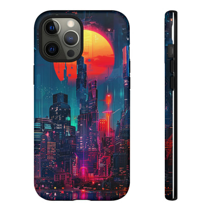 Cyberpunk Full Moon Cityscape Phone Case