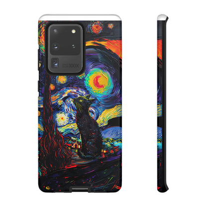 Starry Night Black Cat Van Gogh Painting Art Phone Case