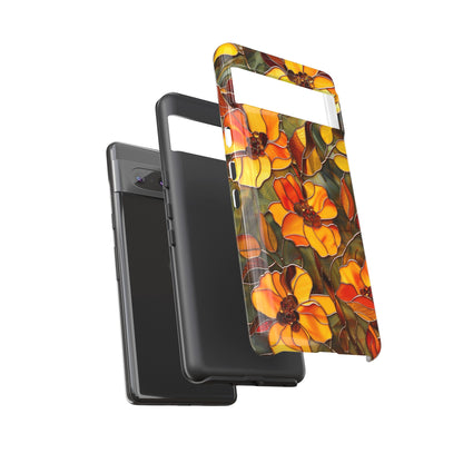 Orange Floral Phone Case Stained Glass Style