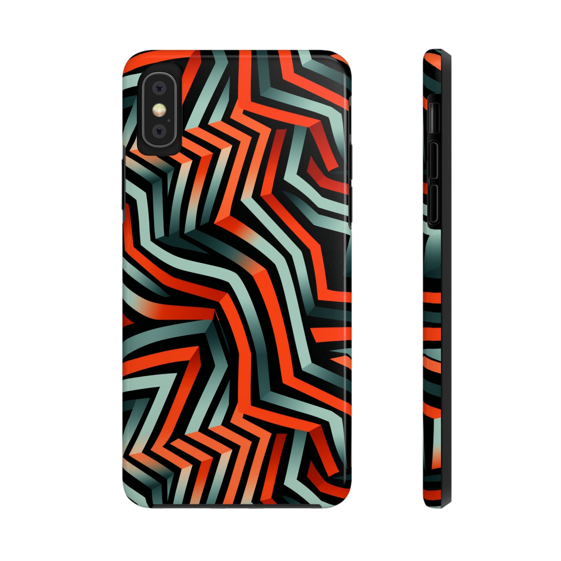 Black, Blue, and Orange Tough iPhone Case