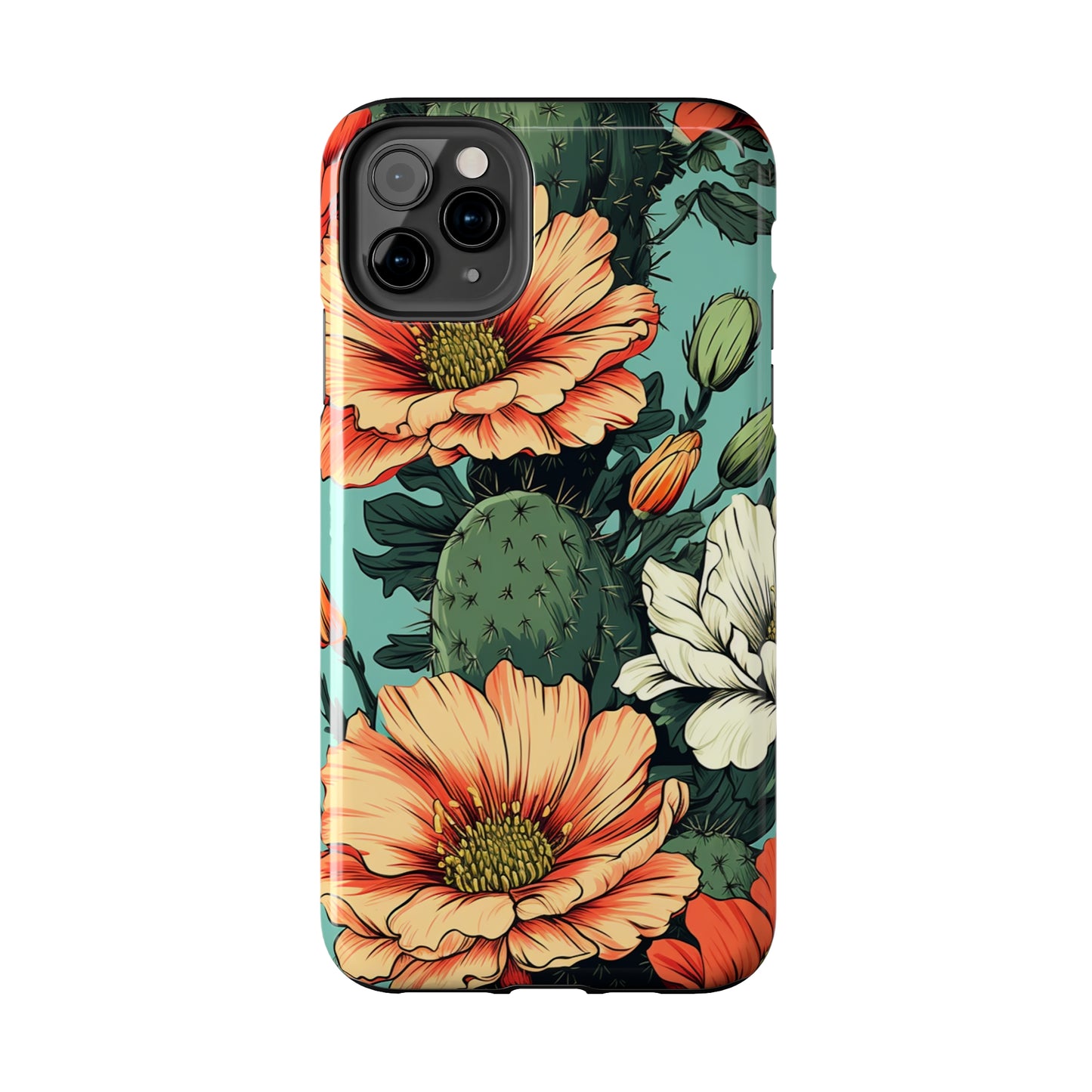 Desert Dream: Retro Vibe Cactus Tough iPhone Case