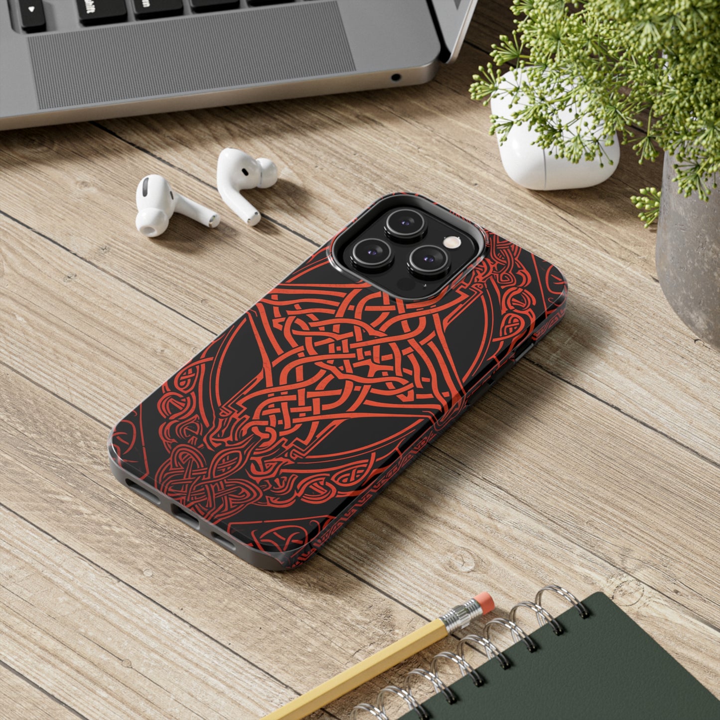 Eternal Weave iPhone Case, Red Celtic Tribal Knots | Timeless Symbolism iPhone Case for Models 11 through 14 Pro Max