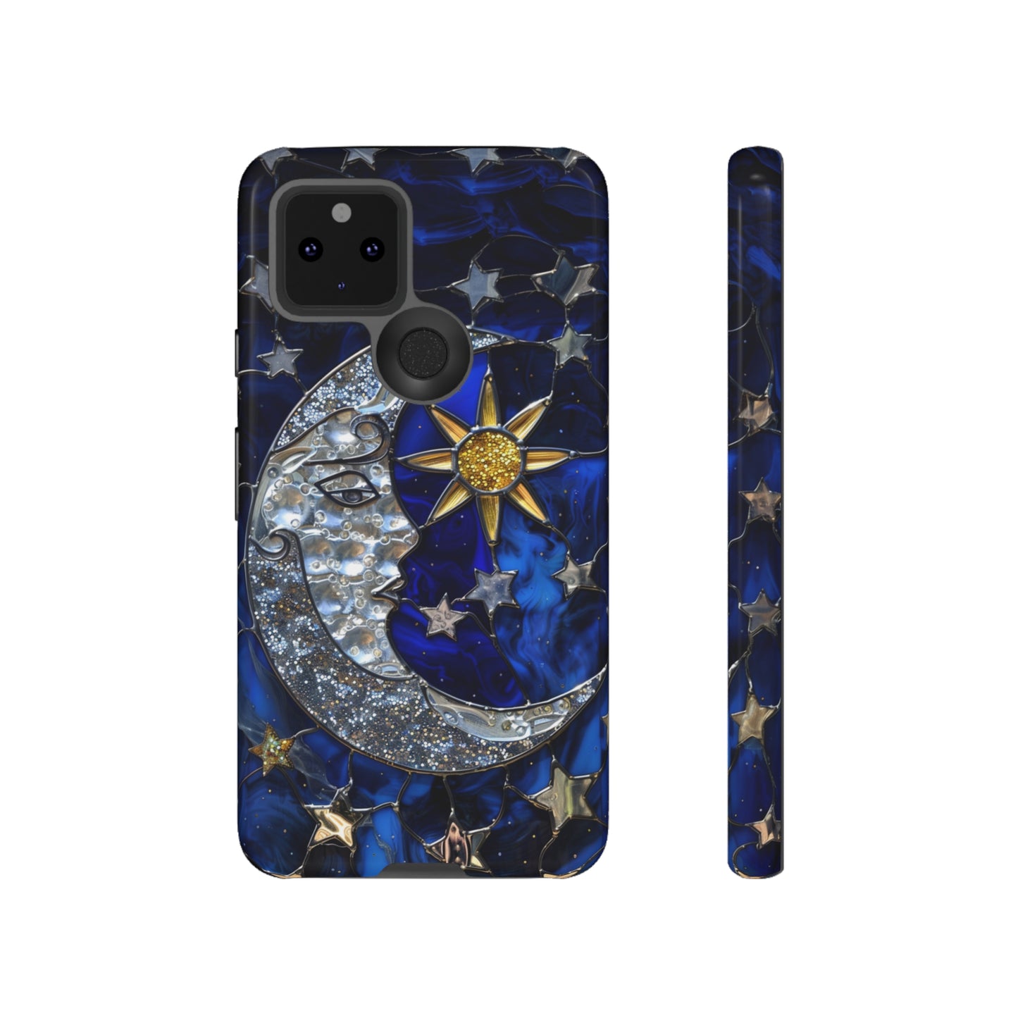 Cosmic Moon & Stars Stained Glass Starry Night Phone Case