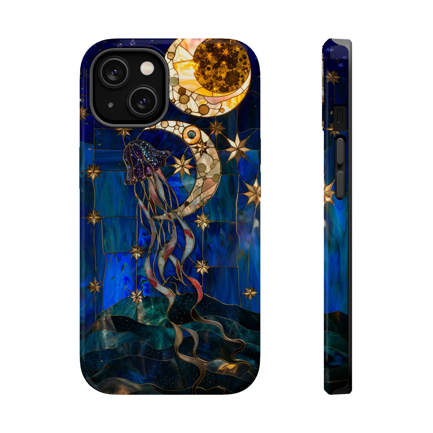 Artistic stained glass jellyfish for iPhone Pro Max