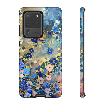 Forget Me Nots Gold Color Splash Floral Design Phone Case