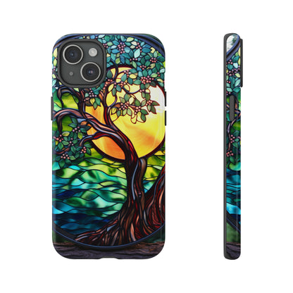 Tree of Life full moon stained glass on iPhone 15 case