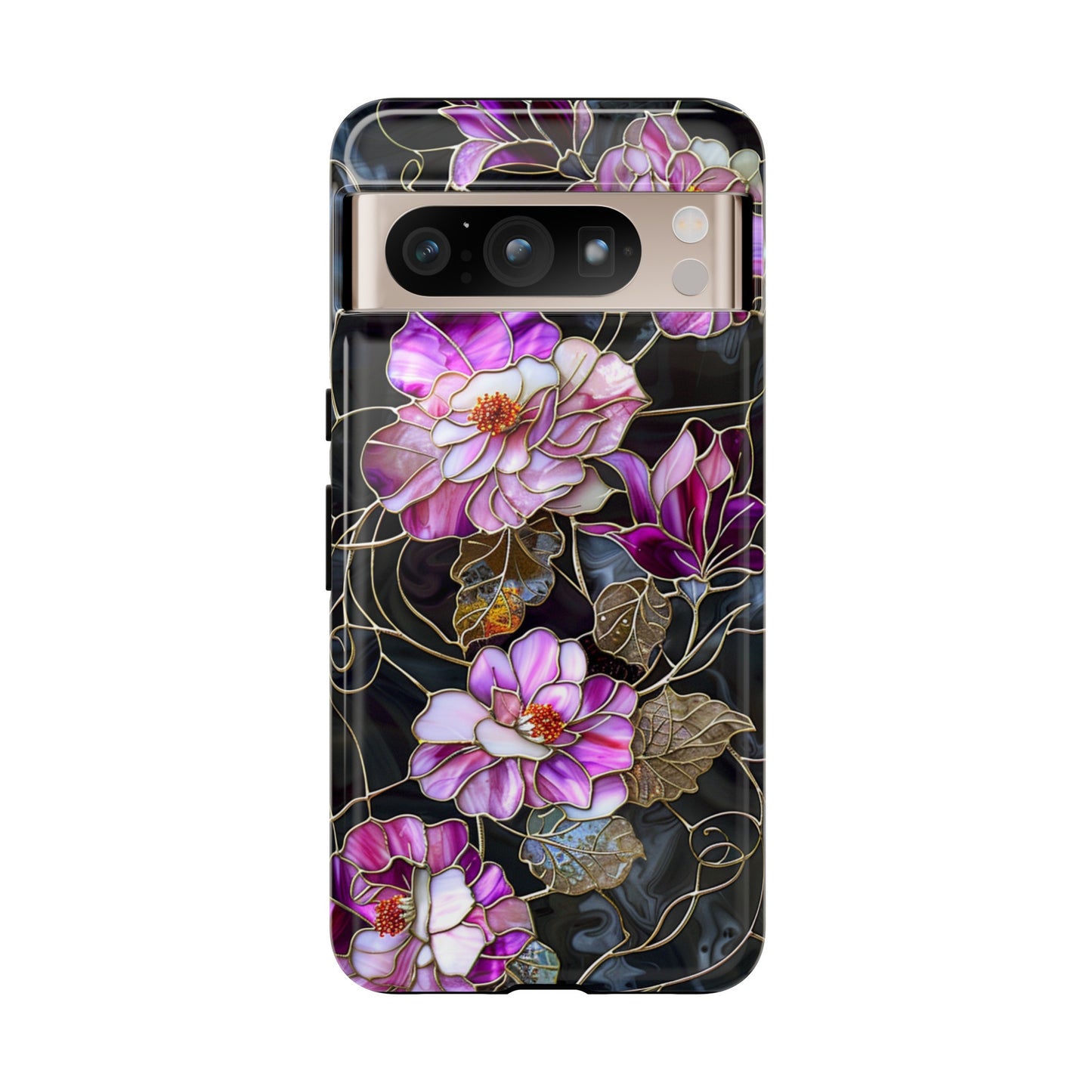 Magenta Color Floral Stained Glass Phone Case