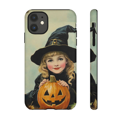 Vintage Halloween Card Witch and Jack-o'-lantern Phone Cover