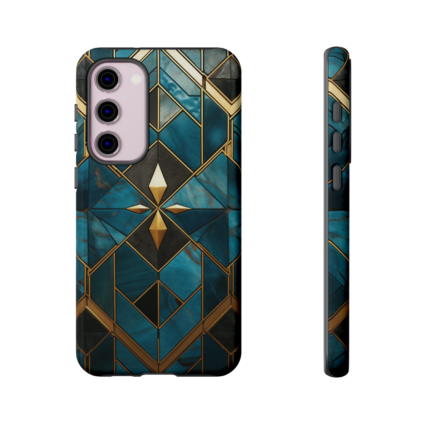 Gold and Blue Marble Mosaic Phone Case