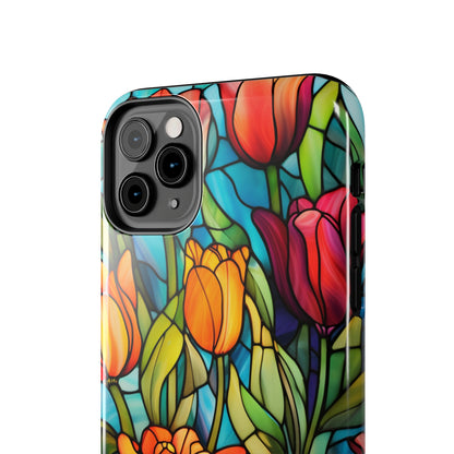 Stained Glass Tulip Floral Aesthetic iPhone Case | Embrace the Beauty of Nature in Full Bloom