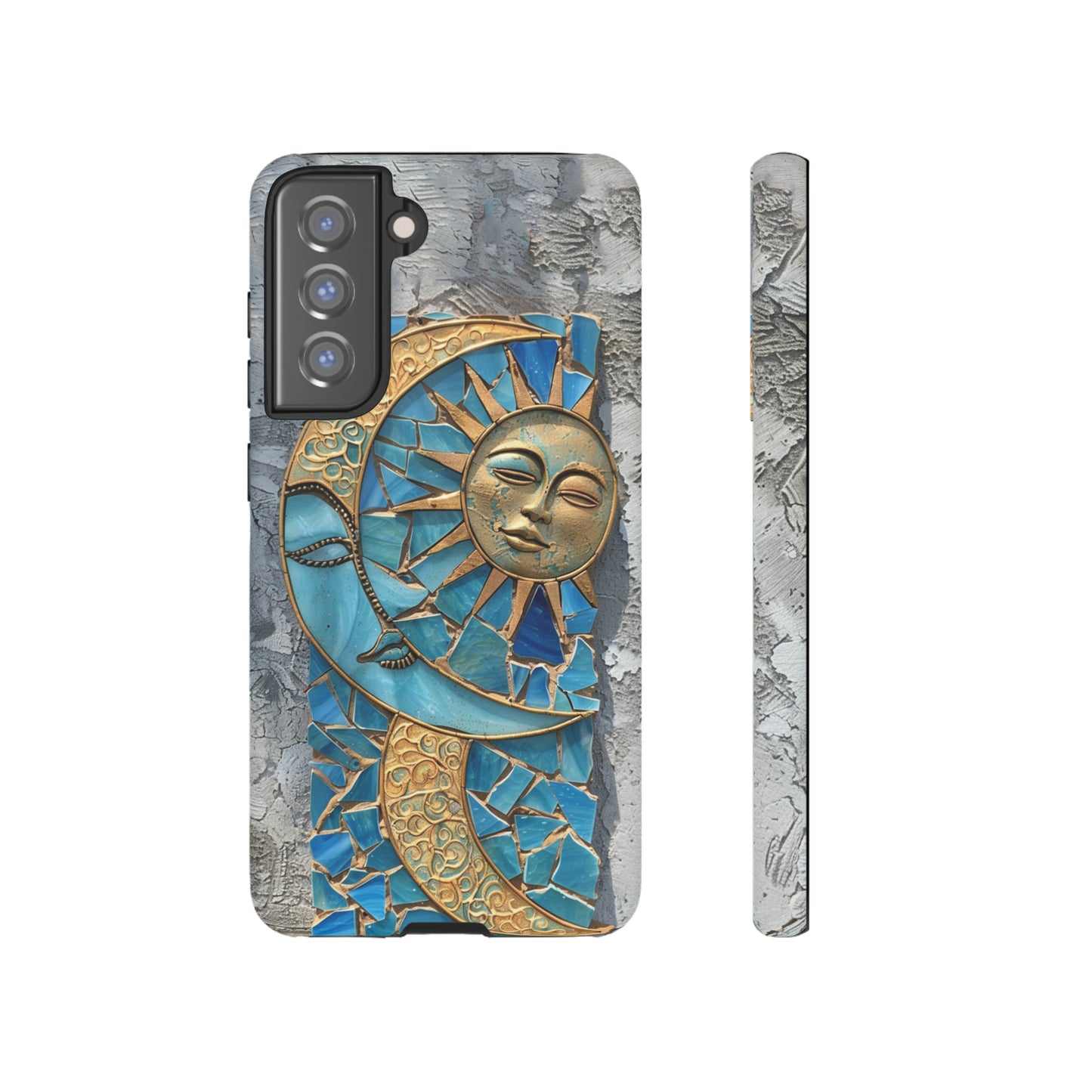 Boho Sun and Moon Mosaic Tile Stained Glass Phone Case