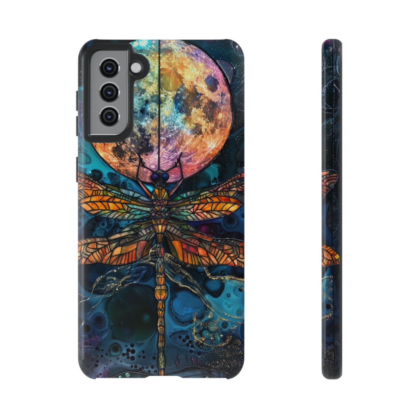 Full Moon Stained Glass Dragonfly Phone Cover