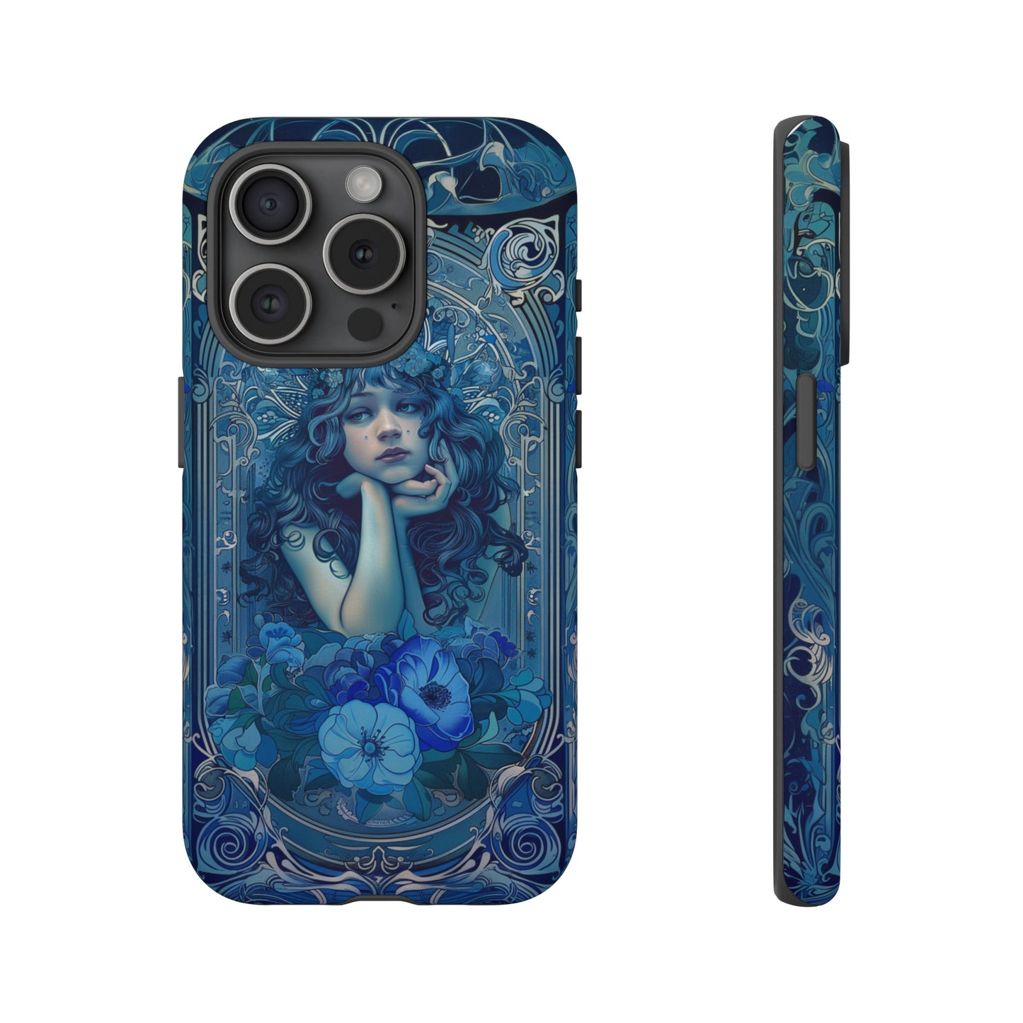 Blue Floral Art Nouveau Style Phone Case