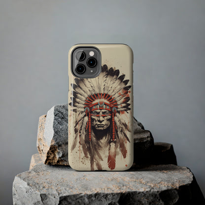 Proud Heritage: Native American Chief Headdress | Iconic Tribal iPhone Case for Models 11 through 14 Pro Max