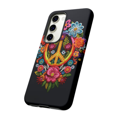 Peace Sign Embroidery Floral Hippie Style Phone Case