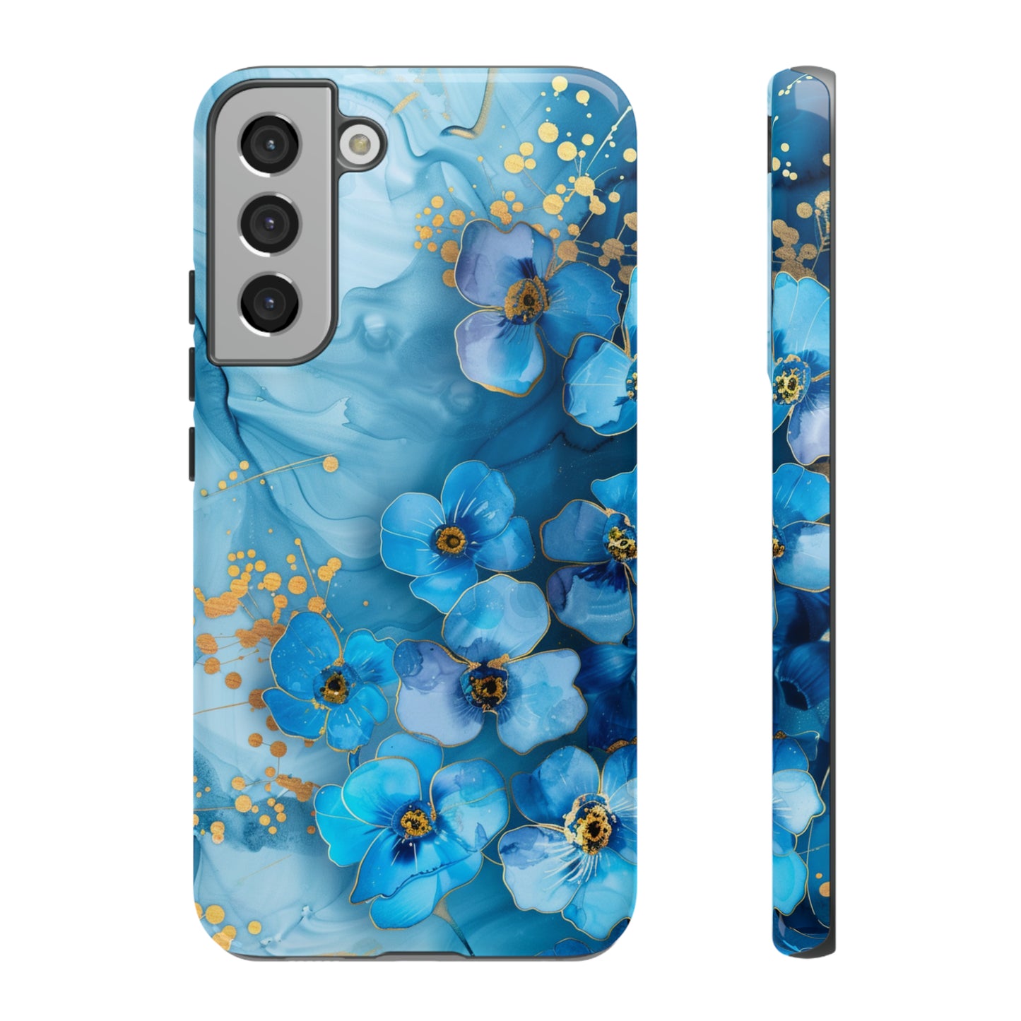 Forget Me Nots Gold Color Splash Floral Design Phone Case