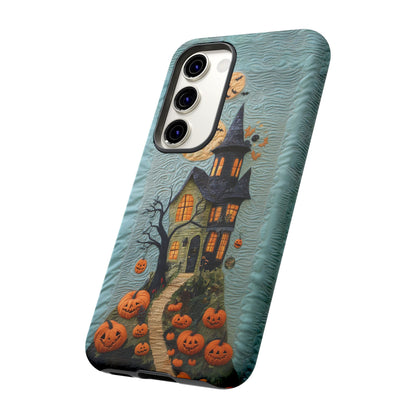 Halloween Haunted House Vintage Embroidery Style Phone Cover