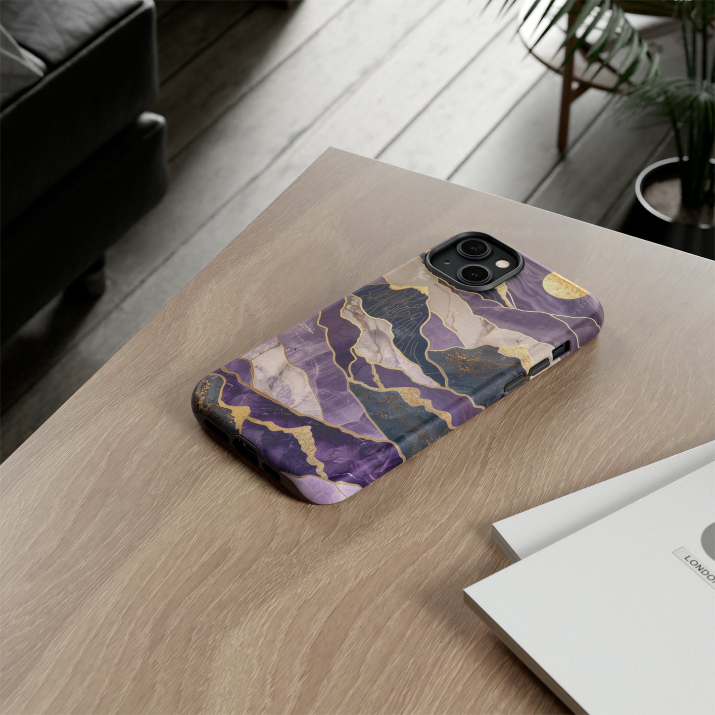 Abstract Purple Gold Mountain Phone Case