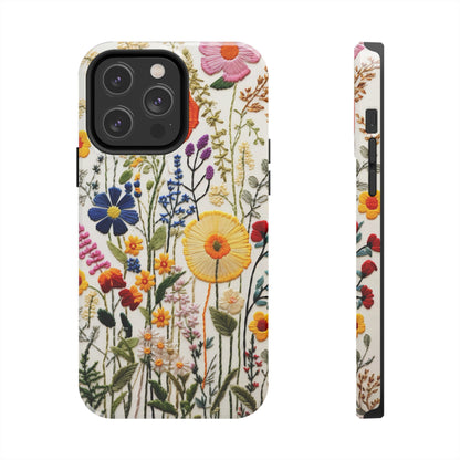 Wildflowers Floral Embroidery iPhone Case